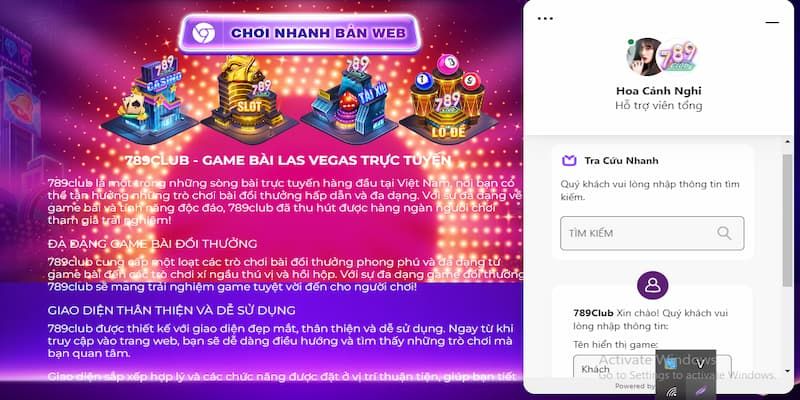 Giao diện khi liên hệ với hỗ trợ 789club Giao diện khi liên hệ với hỗ trợ 789club